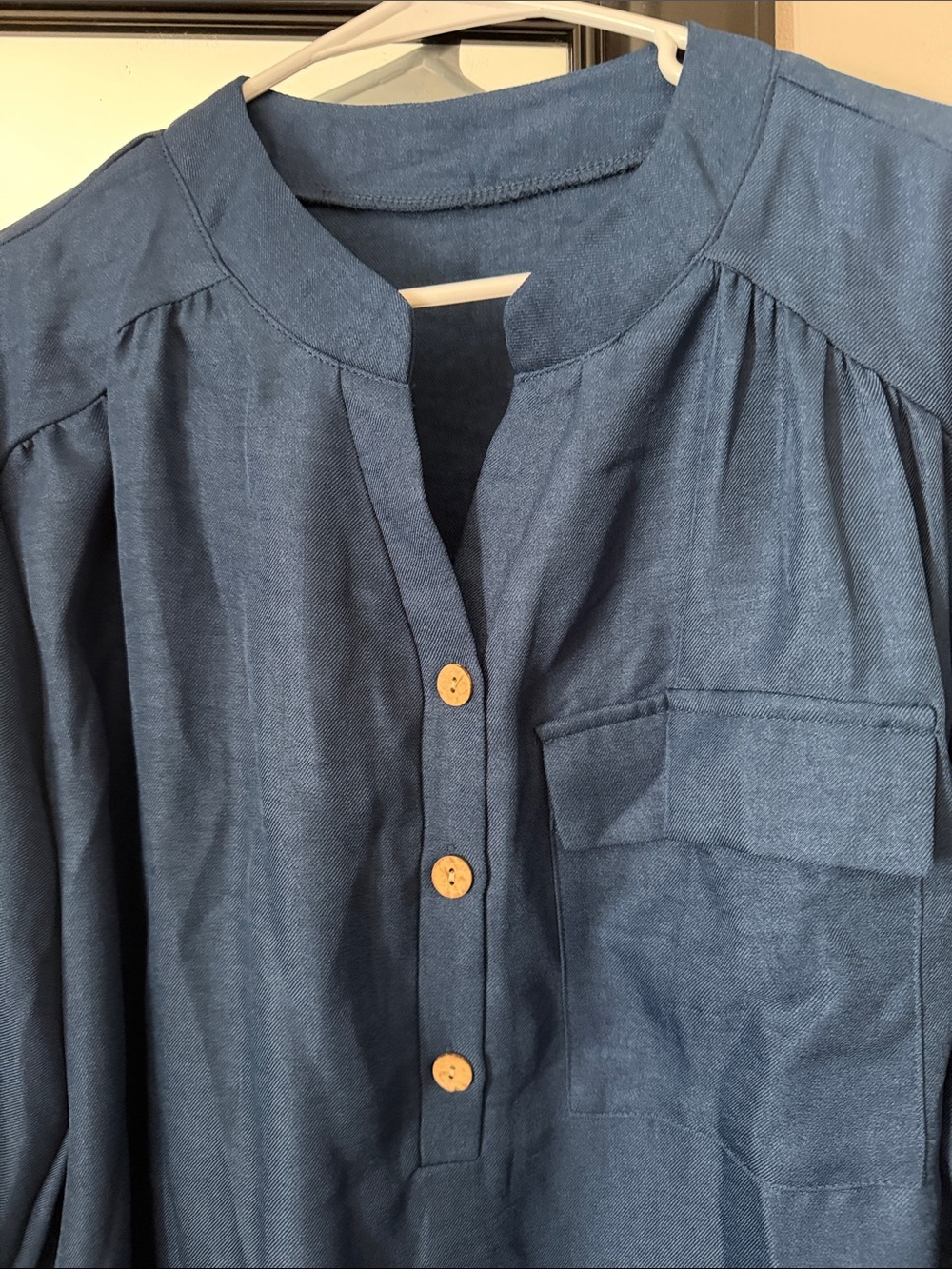 Button-Front Navy Blue Tunic Top - Picture 3 of 6